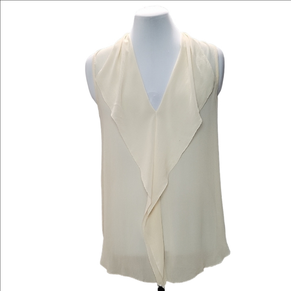ARITZIA BABATON Ainsley 100% Silk peachy cream draped sleeveless blouse